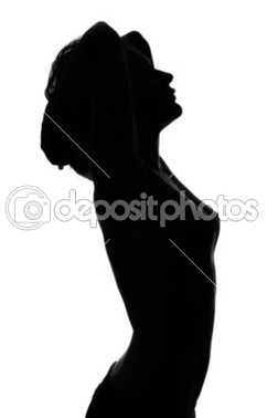 çıplak, seksi ve genç bir kadın silueti