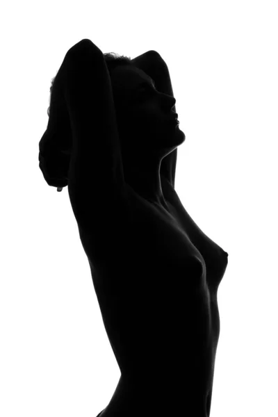 stock image Silhouette of a naked sexy young woman. Isolated