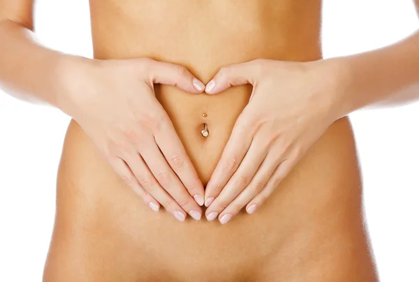 stock image Hands on the belly of woman