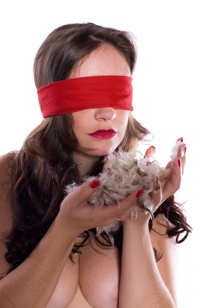 stock image Nude young girl blindfolded