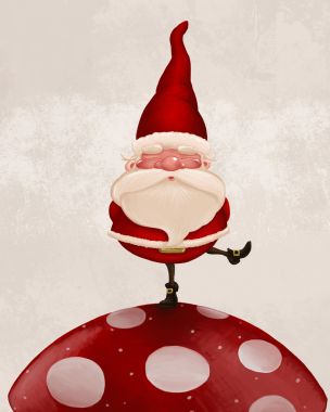 Santa Claus on fungus clipart