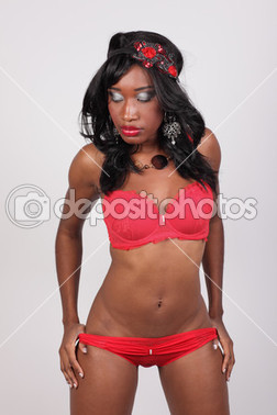 Woman posing in lingerie