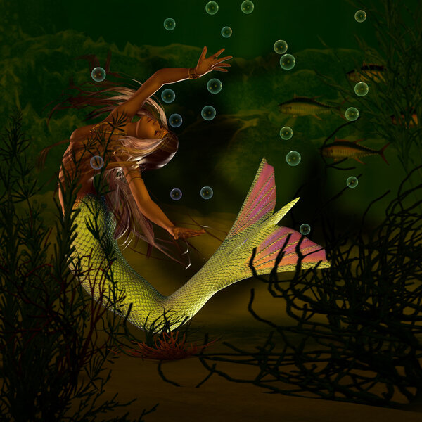 Русалочка под водой
