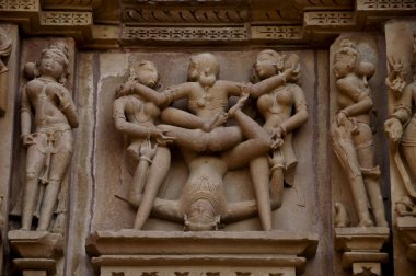 Erotic sculptures at khajuraho temple, Madhya Pradesh, india, as